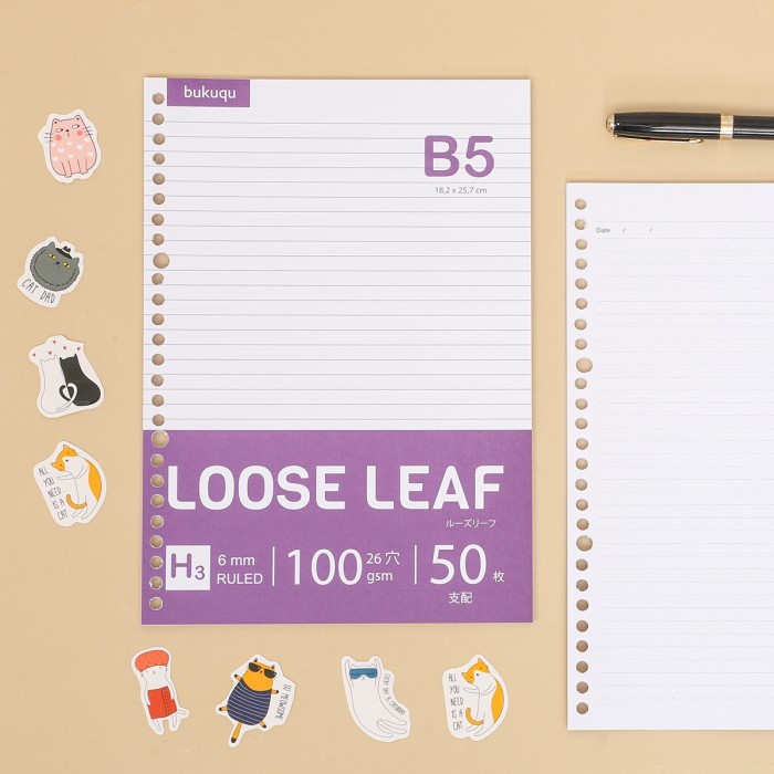 

kertas- hvs loose leaf b5 (ruled) kertas binder/ isi notes - 50 lbr -kertas.