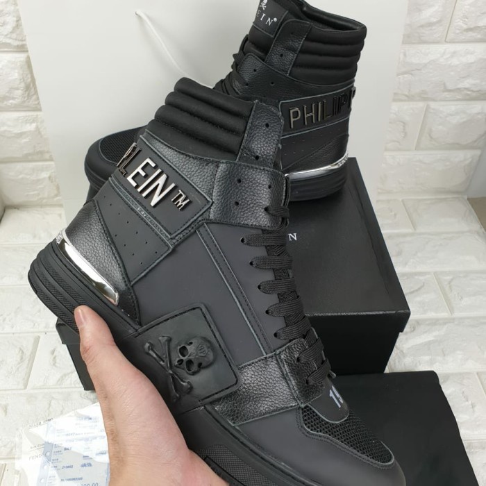 sepatu philipp_plein 4517-1 pria sepatu lv vip sneaker cowok hitam