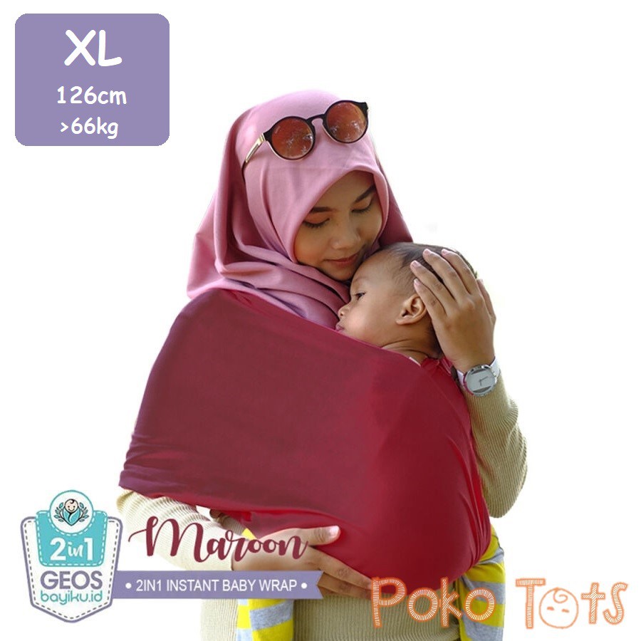 Bayiku Upgrade EXTRA LARGE (XL)  Geos 2in1 With Sashbelt Instant Baby Wrap Sash Belt Gendongan Bayi WHS