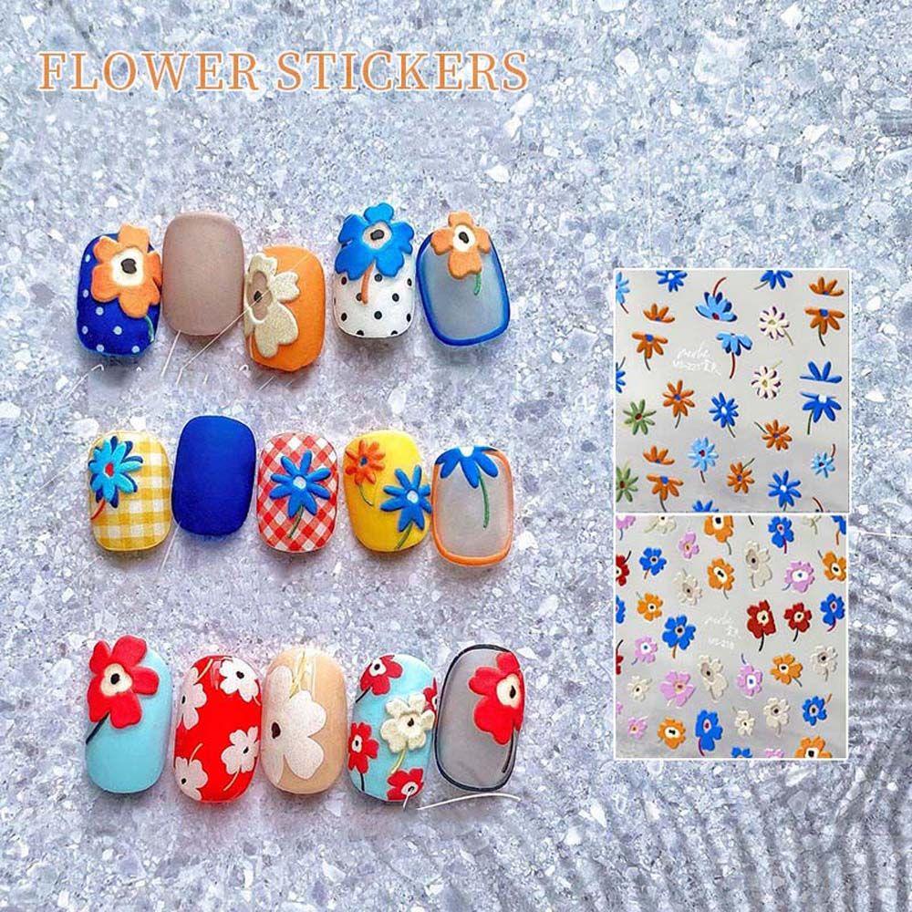 AUGUSTINA Agustina Bunga Stiker Kuku Wanita Manicure Aksesoris Alfabet Inggris Self Adhesive Nail Art Dekorasi