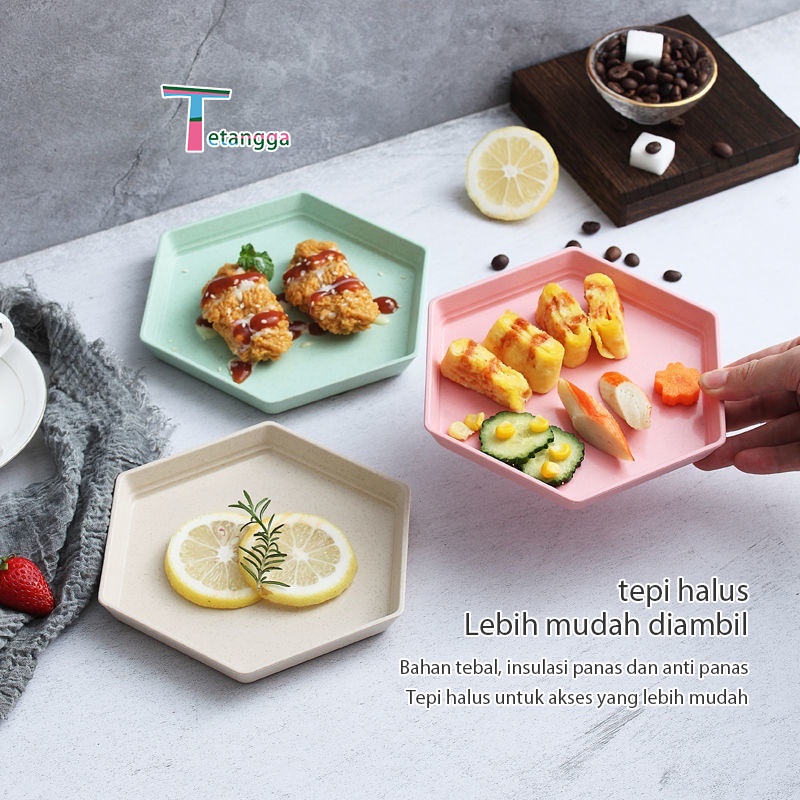 Piring Makanan Buah Warna Warni Bahan / PIRING PLASTIK MAKAN BENTUK SEGI ENAM