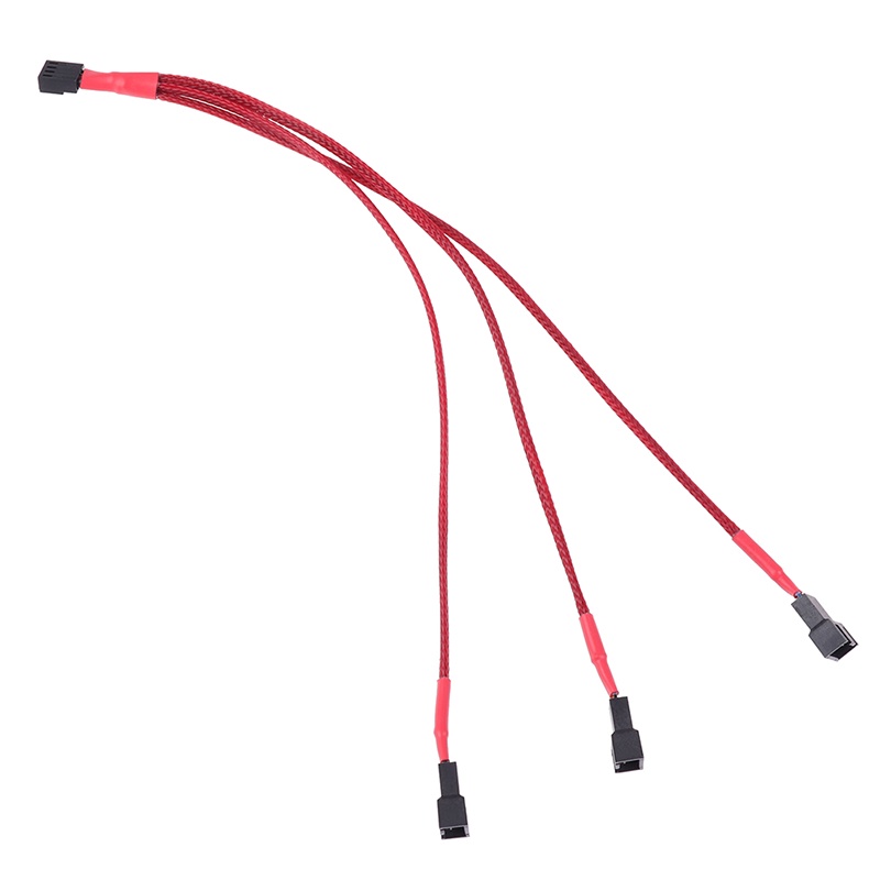 (LUCKID) 1pc Hub Kipas Pendingin Komputer 1 Ke 3 Arah 4Pin PWM Warna Merah