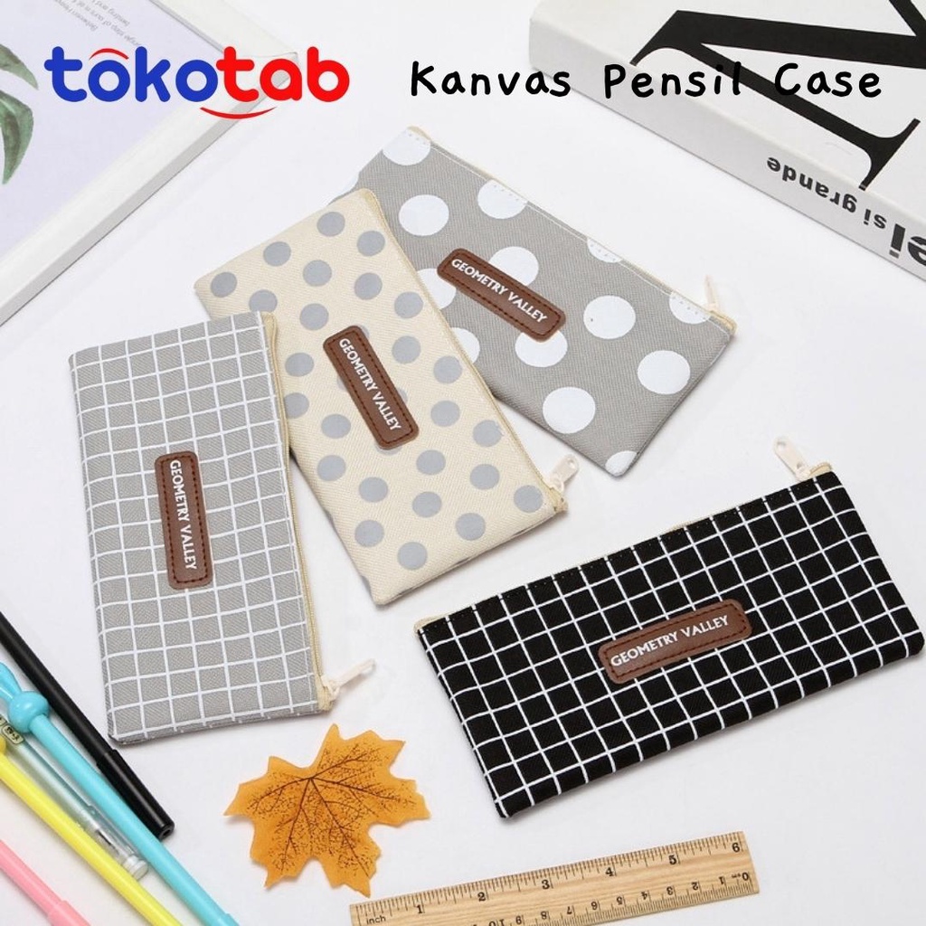 Tokotab - Tempat Pensil Resleting Cute Simple Korean Student Pencase Kanvas-3