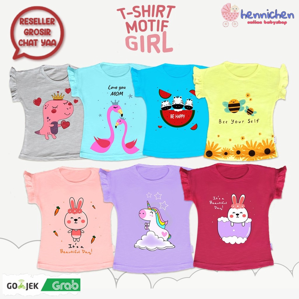 TSHIRT MOTIF GIRL ATAS ANAK PEREMPUAN MOTIF KAOS ANAK PEREMPUAN (1 - 8 TAHUN)