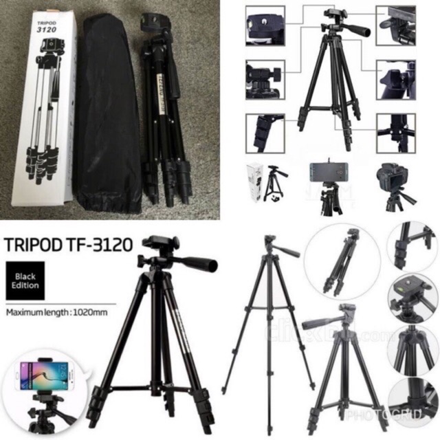 Tripod Weifeng 3120 1 M / 1 Meter / 100cm Holder U T3120A Black Hitam