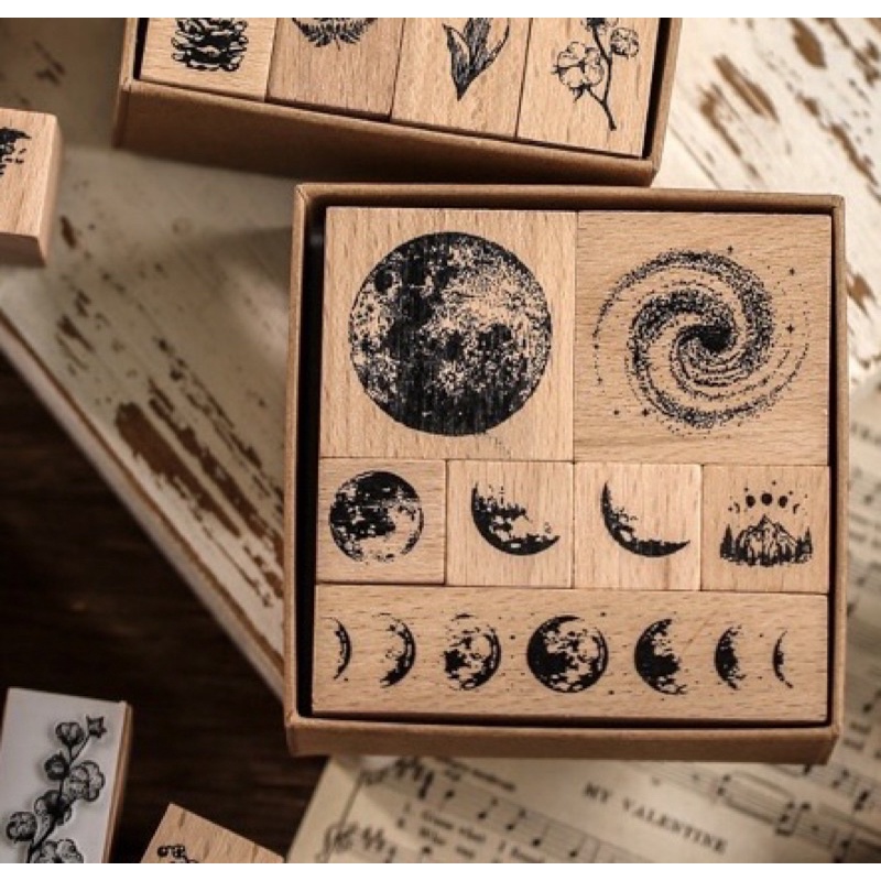

wooden stamp / stempel kayu / rubber stamp for scrapbook journal journaling bujo Moon bulan siluet