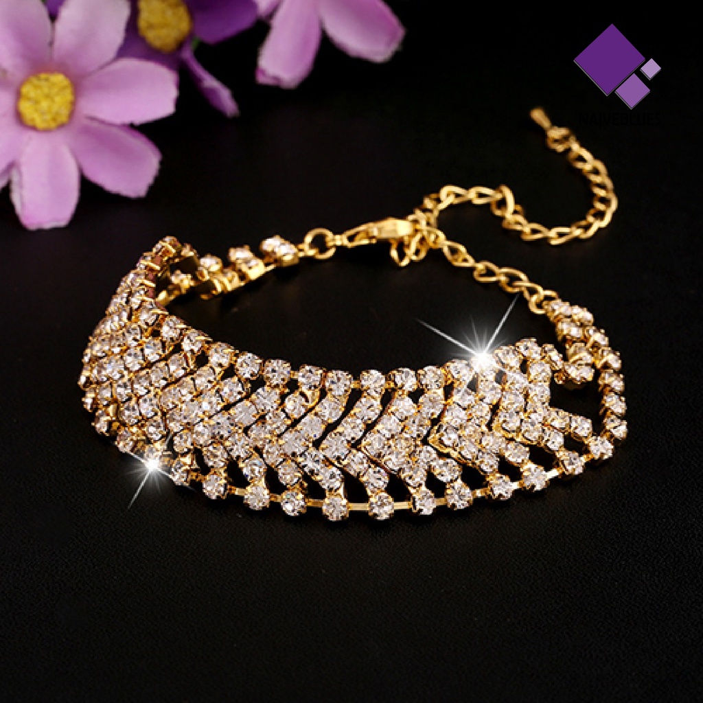 Gelang Multilayer Handmade Bahan Alloy Aksen Berlian Imitasi Untuk Pesta