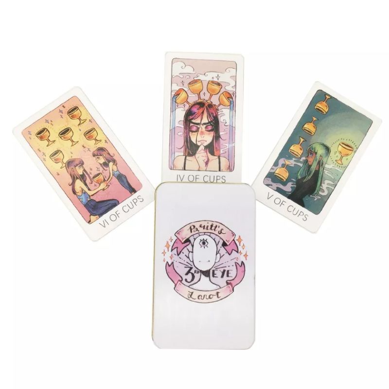 Britt's 3rd Eye Tarot dengan Kotak Kaleng pinggiran Gold