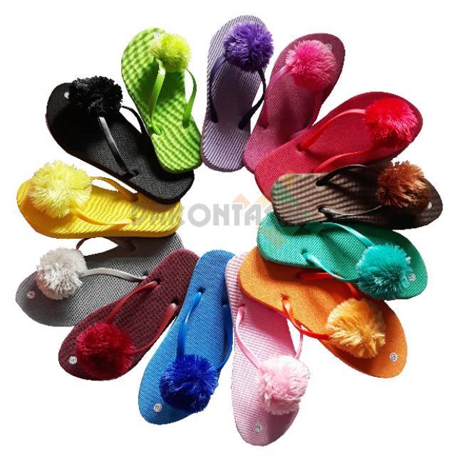 Sandal Pompom Wanita Murah Grosir