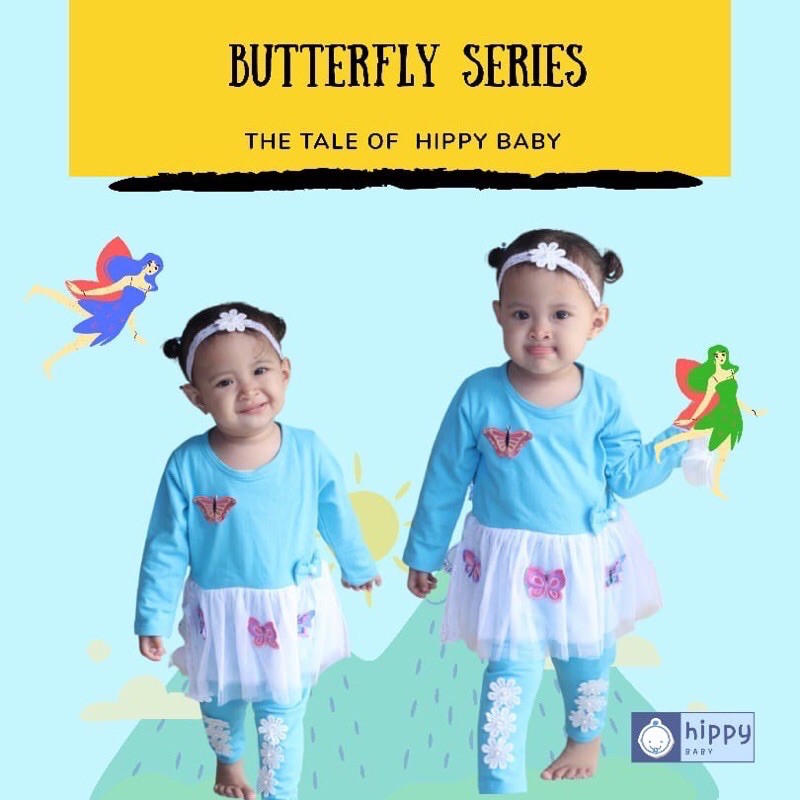 Set Tutu Butterfly Hippy Baby free bandana 0 bulan - 3 tahun nablfashion