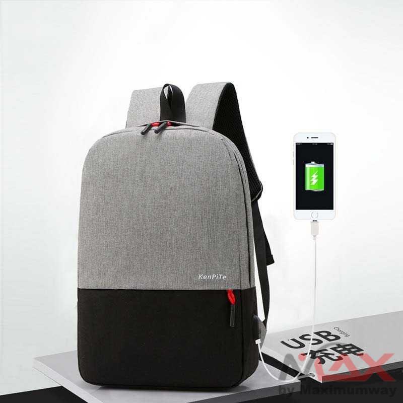 KenPiTe Tas Kerja Kuliah Kantor Sekolah Tas Ransel Laptop Backpack dengan USB Charger Port