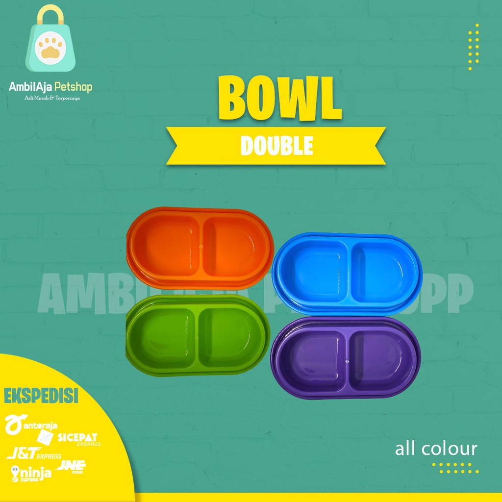 Tempat makan Kucing Anjing double bowl