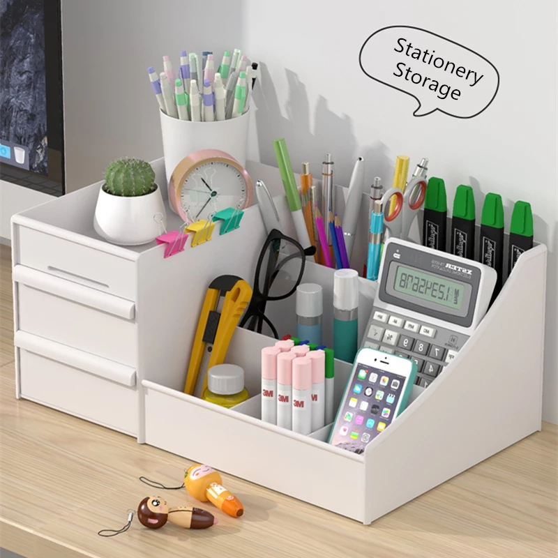Rak Laci Kotak Penyimpanan Serba-Serbi Kosmetik Perhiasan Alat Tulis 3 Warna Untuk Desktop Kantor