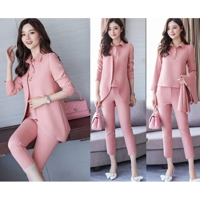 Kualitas Terbaik Baju Setelan Wanita Babytery Pink Set Delina STOK TERBATAS