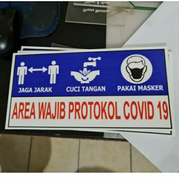 

Sign Area Wajib Protokol Covid 19 Acrylic Sign Board Akrilik UV Print