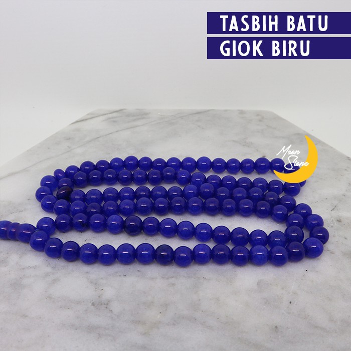 Tasbih Batu Akik Giok Biru Asli isi 99 Butir Best Quality