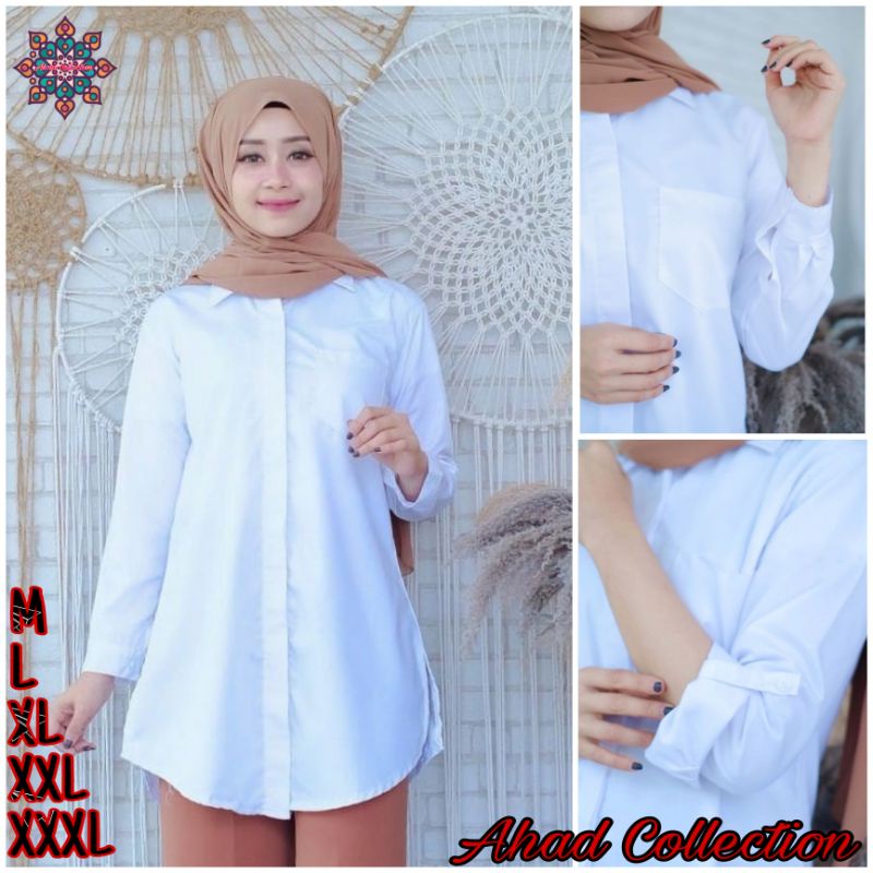 Jual Kemeja Putih Polos Wanita Kemeja Putih Polos Formal Atasan Wanita Kemeja Putih Formal