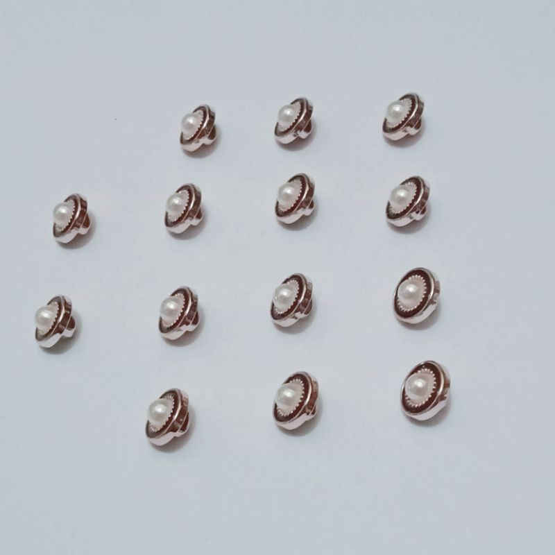 COD Isi 100 pcs Diameter 11mm /13 mm - Kancing Baju Mutiara - Kancing Jamur Mutiara Silver Gold