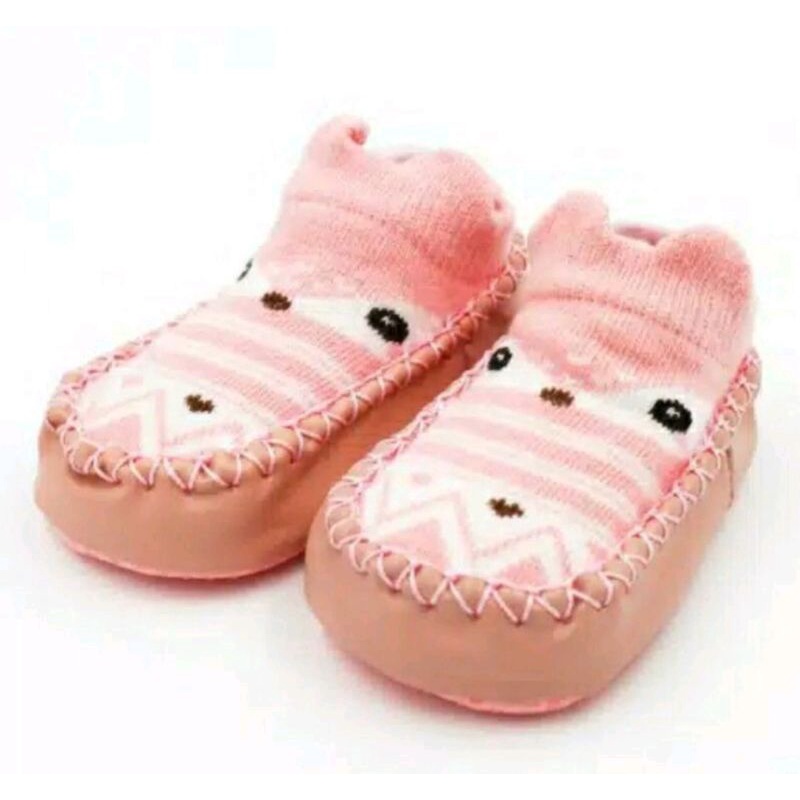 Sepatu anak bayi - baby prewalker shoes socks anti slip kaos kaki-Pink