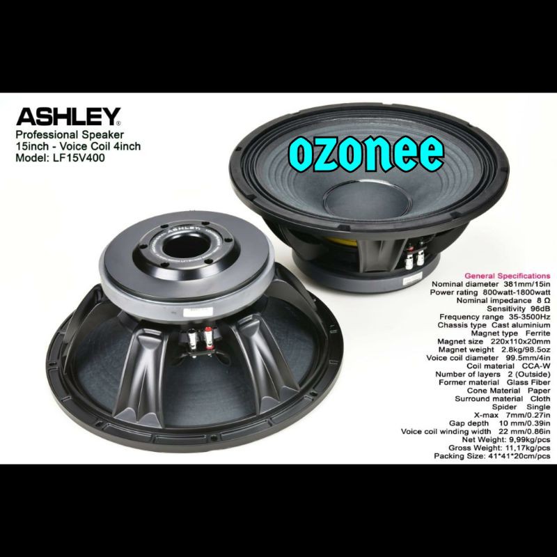 SPEAKER KOMPONEN ASHLEY LF15V400 15 INCH LF15V400 ORIGINAL
