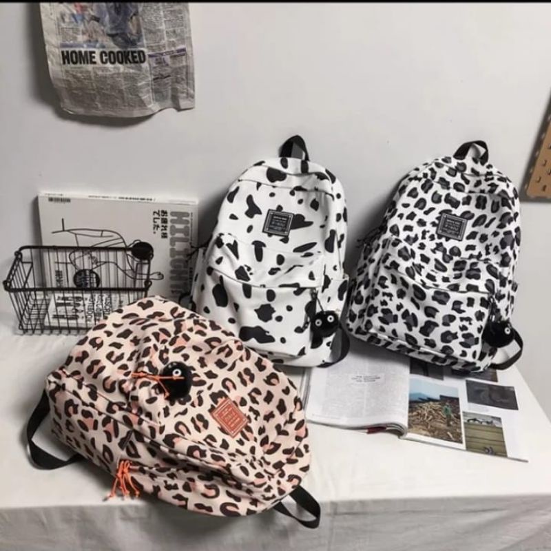 Tas Sekolah Ransel_Backpack Anak Perempuan SD SMP SMA_Tas Unique Motif Leopard_Tas Macan Murah