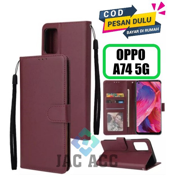 DOMPET HP UNTUK OPPO A74 5G NEW 2021 LEATHER FLIP WALLET CASE OPPO A74 (5G)