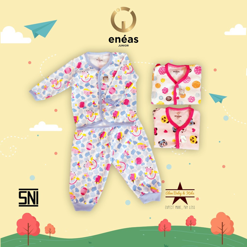 Eneas Junior Setelan Panjang Kancing Motif Cewe Per 3 Set