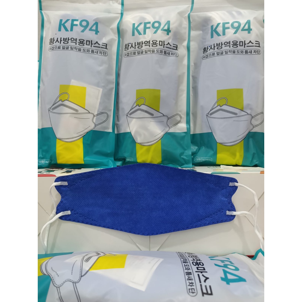 Masker KF94 Korea 4Ply Convex isi 10Pcs Masker 4D Import KF 94 FaceMask-KF94 FACEMASK Blue