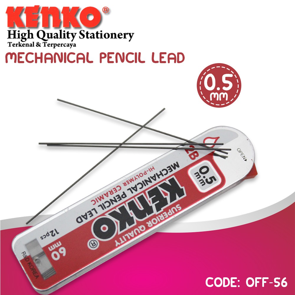 ISI PENSIL MEKANIK KENKO PL-05 PENCIL LEAD 0.5 MM 2B 12pcs - OFF-56