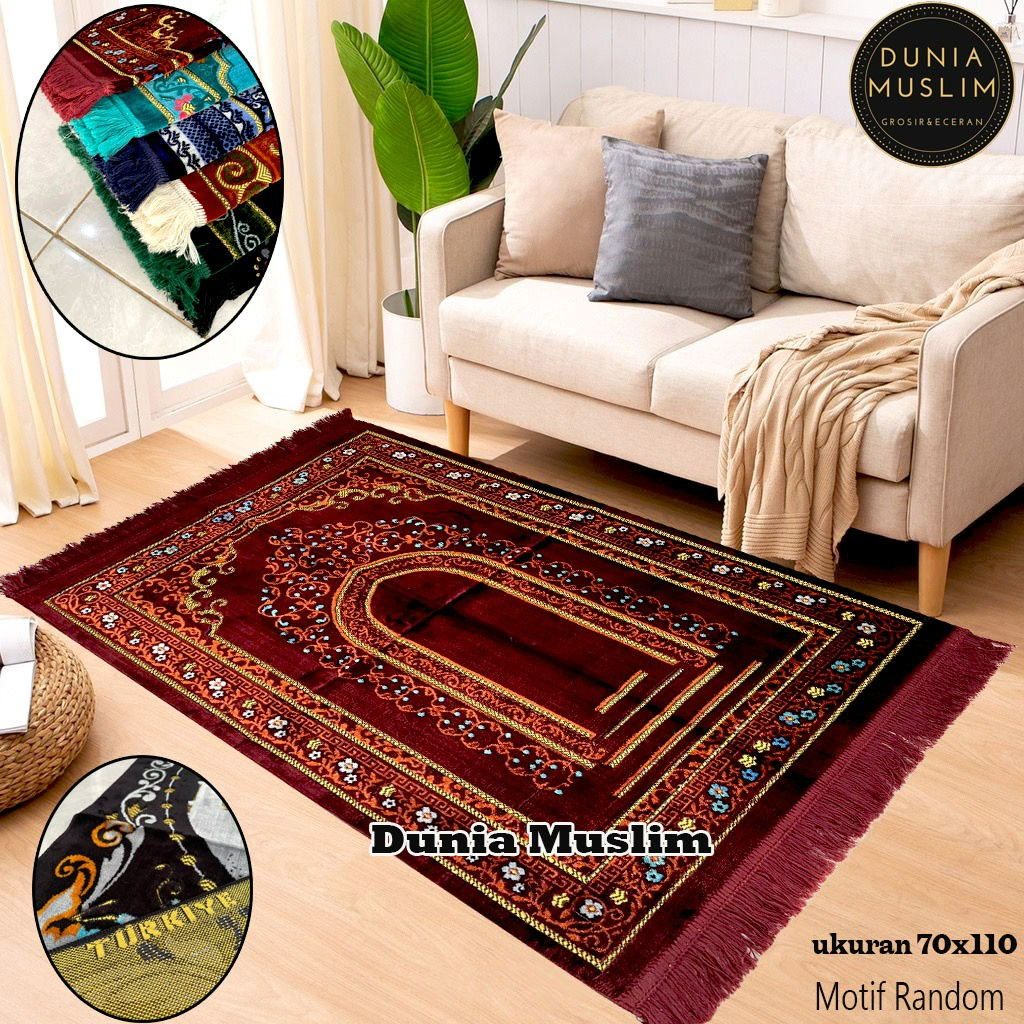 Sajadah Dewasa Turki Beludru Super Tebal dan Halus 70 x 110 cm