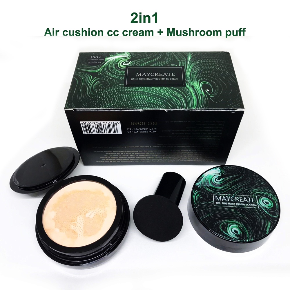 MAYCREATE 0059 Waterproof Mushroom Head Air CC Cream Moisturizing Air Cushion BB Cream Original 2IN1/maycreaateofficial