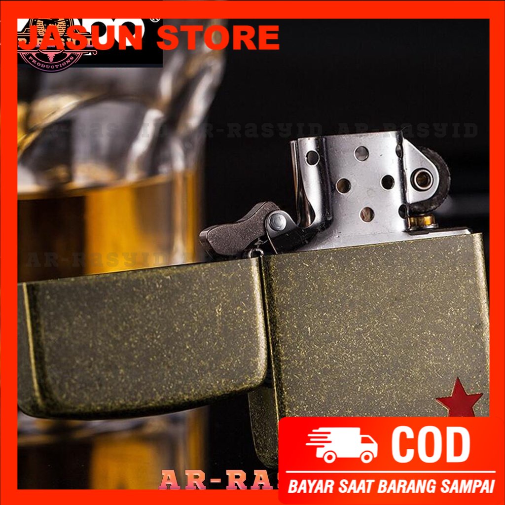 BISA COD! Korek Api Minyak Zippo Copper Motif Red Star 1941