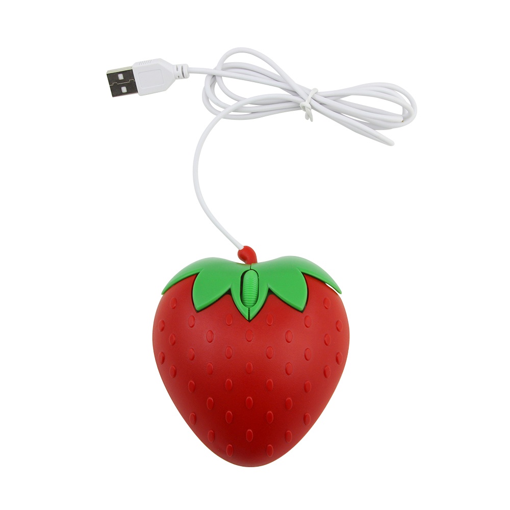 Mouse Wired Mouse Creative Cartoon Strawberry Shape Mouse Kabel DPI 800anak Belajar Mouse Komputer