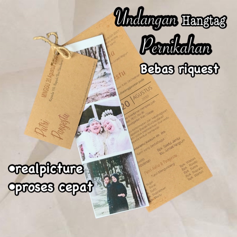 Undangan pernikahan custom UNDANGAN PERNIKAHAN HANGTAG UNIK ELEGAN SIMPLE MURAH UNDANGAN VIRAL 2022