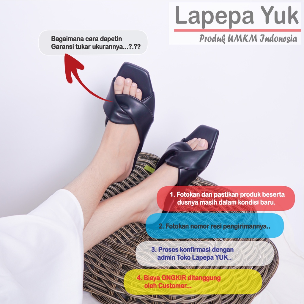 LAPEPA YUK - Sandal Wanita Teplek ARIEL Sendal Cewek Flat Kasual Model Kepang 2 Unik Size 36 37 38 39 40 Lucu Jalan Casual Santai Rumah Slop Warna BLACK Hitam Murah Sandals Pergi Selop Premium Original Kekinian Terbaru Shoes Mall Official Store