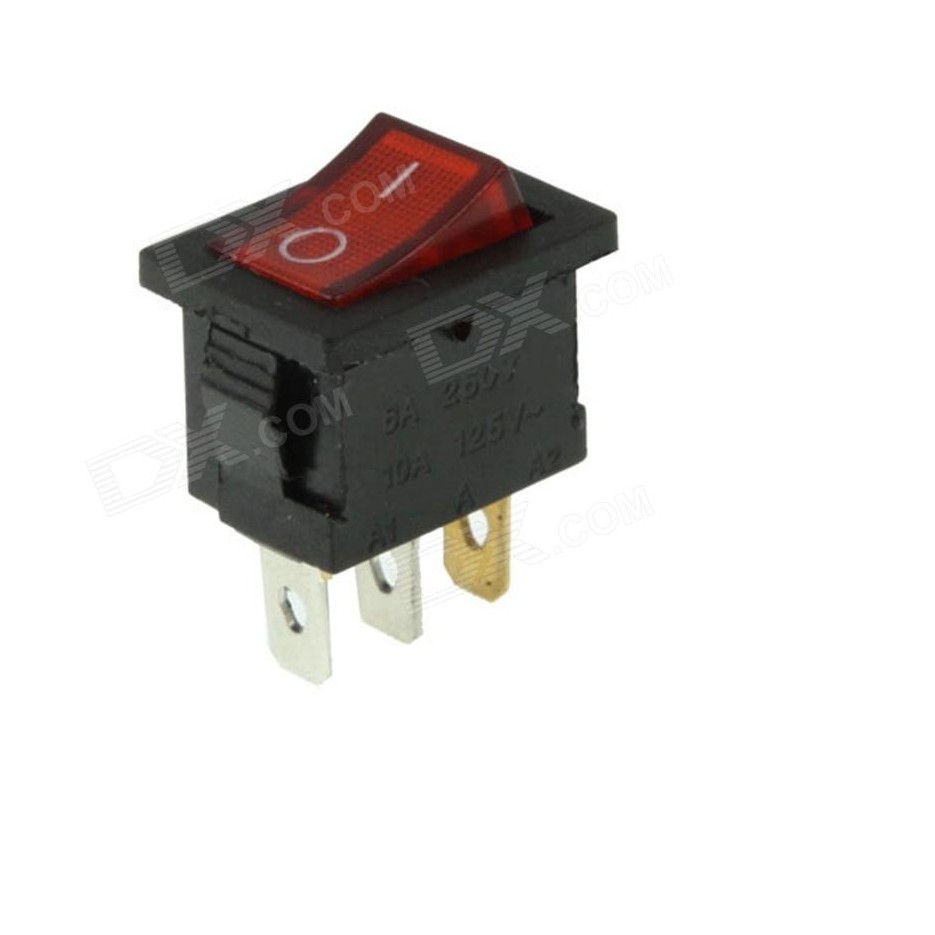 Saklar Kecil Kotak Persegi 3 Pin / Rocker switch 3 pin segi merah lampu ( +lampu )