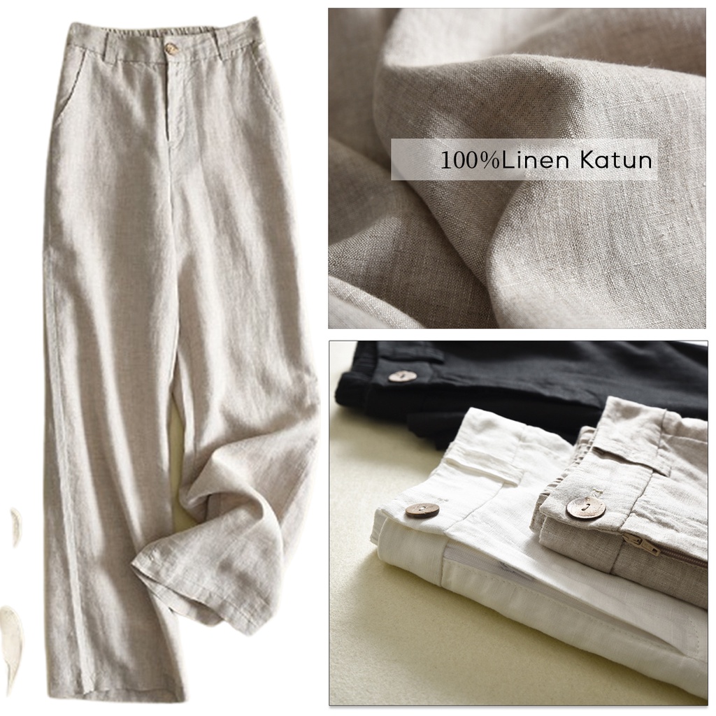 CELANA KULOT HIGHWAIST PREMIUM COTTON LINEN