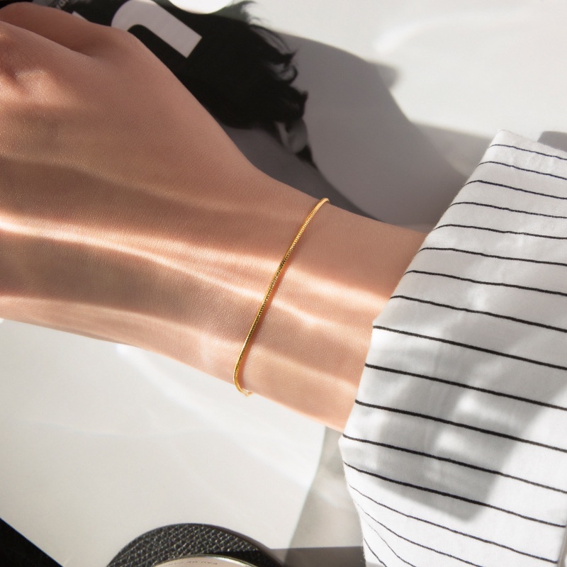 Gelang rantai titanium polos halus anti karat korea fashion simple - ercassia