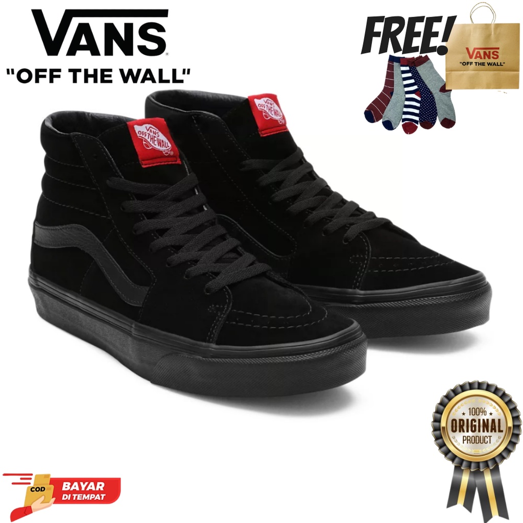 SALE DISKON! V4NS SK8-HI BLACK/BLACK CLASSIC 100% ORIGINAL BNIB