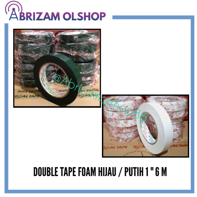 

DOUBLE TAPE FOAM HIJAU / PUTIH 1 INCH 6 METER / DOUBLE TAPE BUSA 1" 6M