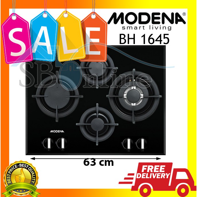 Modena Kompor Tanam Built-In Hob Gas 63 Cm, 4 Burners BH 1645