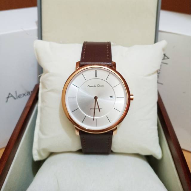 Alexandre christie ac 8589 jam tangan pria , rosegold white original