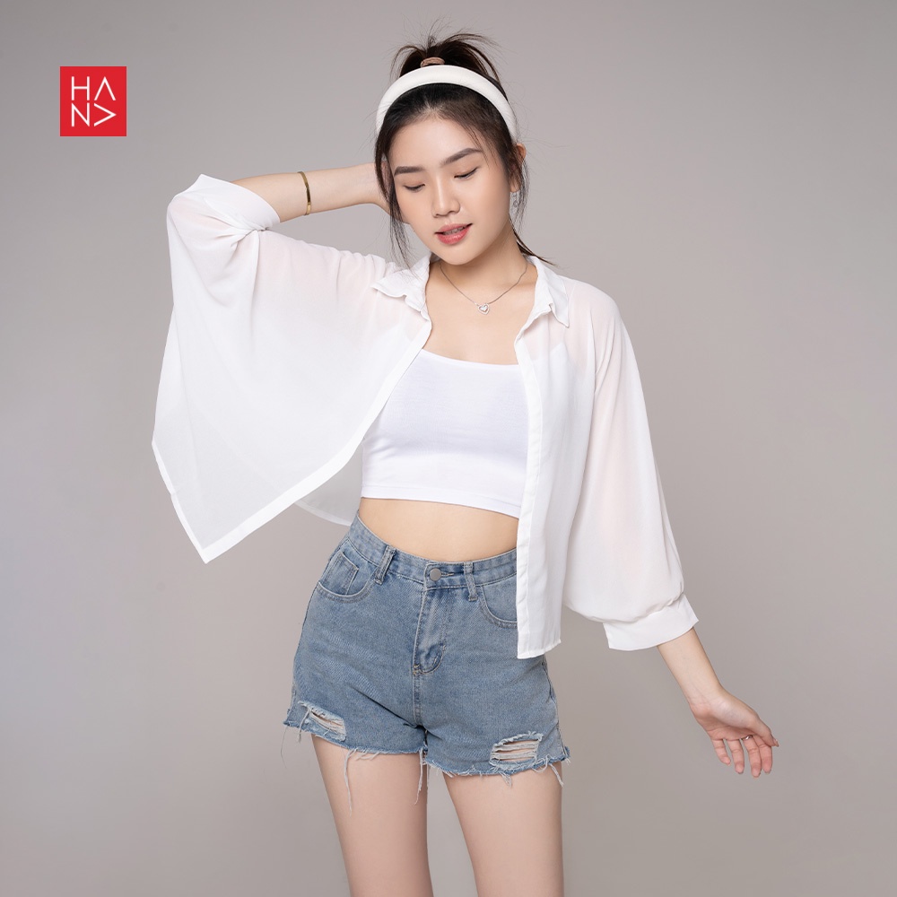 (COD) HanaFashion - Felecia Basic Outer Atasan Wanita  - SB144-White