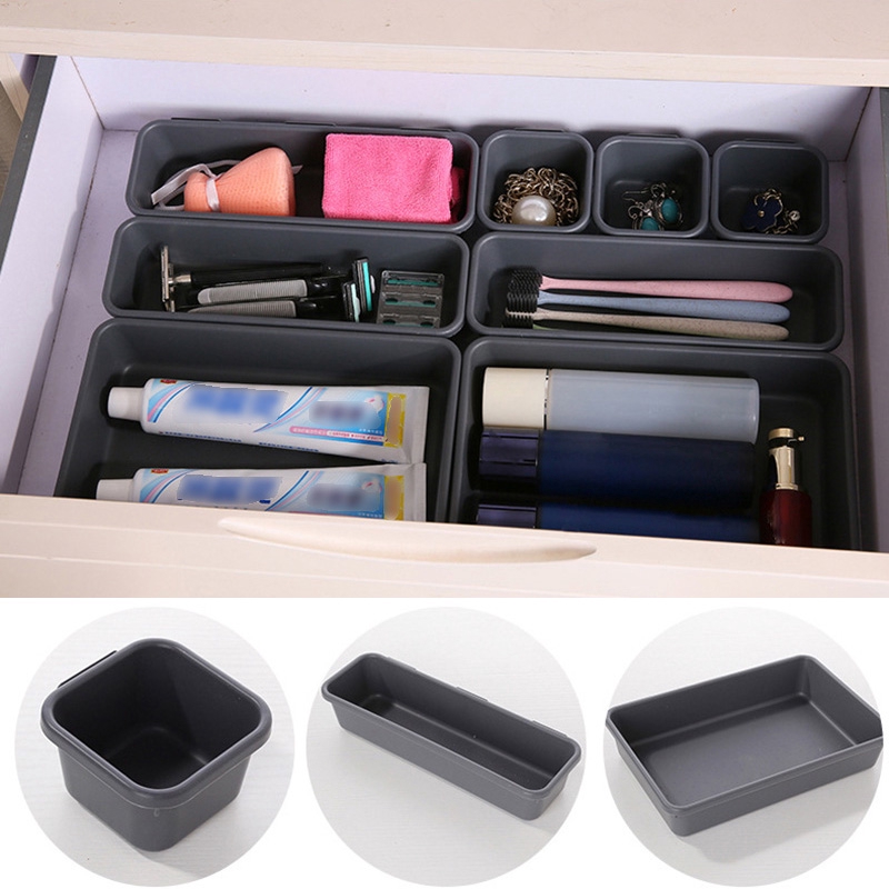 8pcs / set Kotak Laci Organizer Kosmetik / Makeup / Alat Mandi / Dapur / Kantor