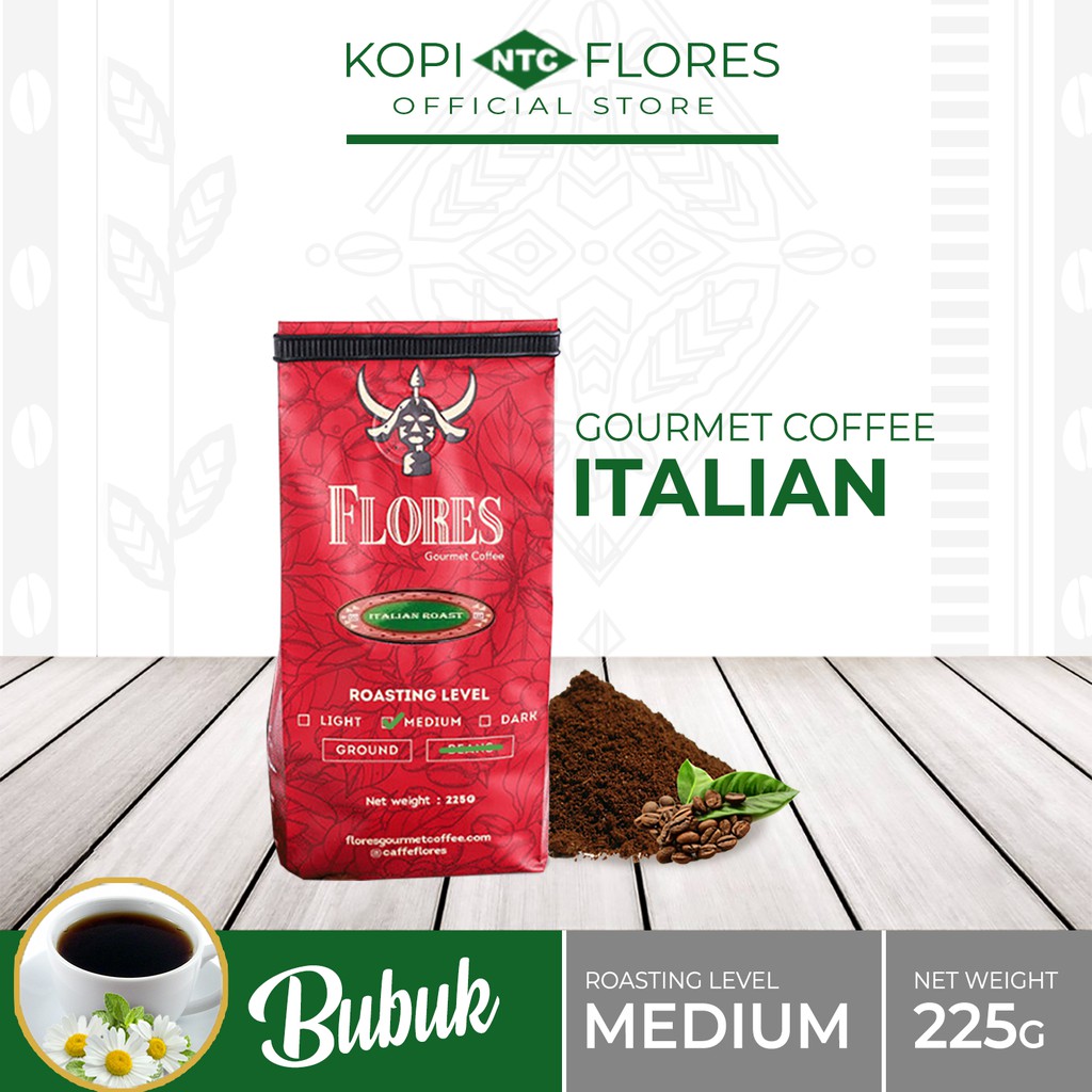 

FLORES Gourmet Coffee Italian Roast 225 Gram Kopi Bubuk