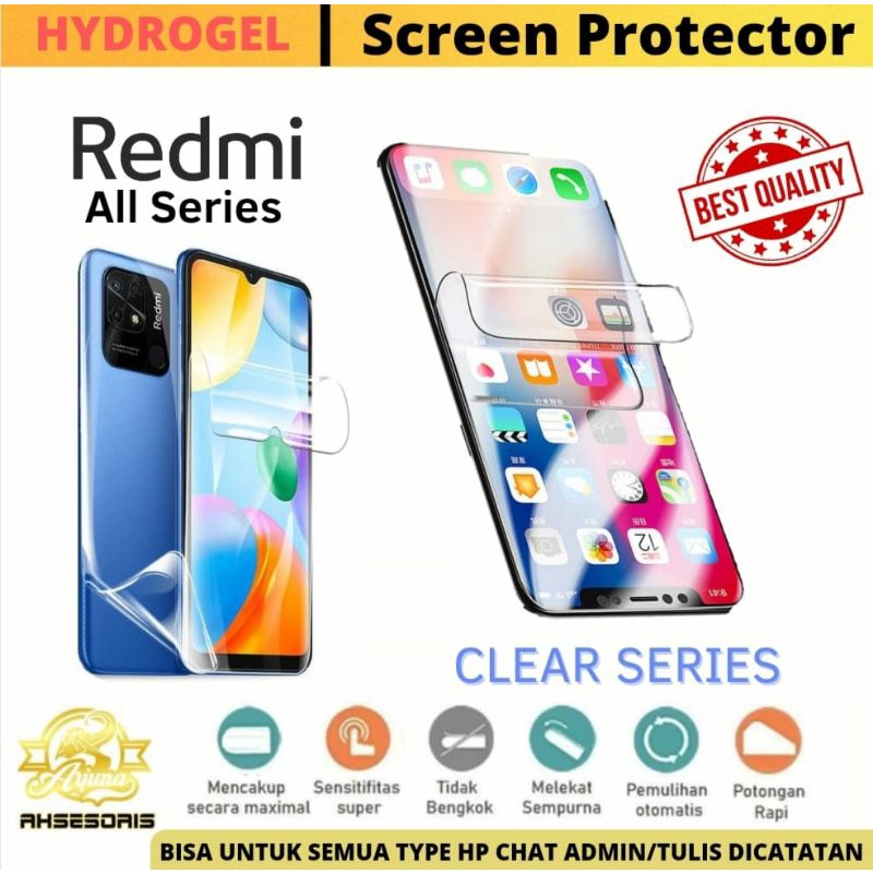 Anti Gores Hydrogel Clear Redmi All Series Redmi 9A/9C/10A/10C/10 2020/10 5G/8 Pro/5i/K50 Pro/K40s/K