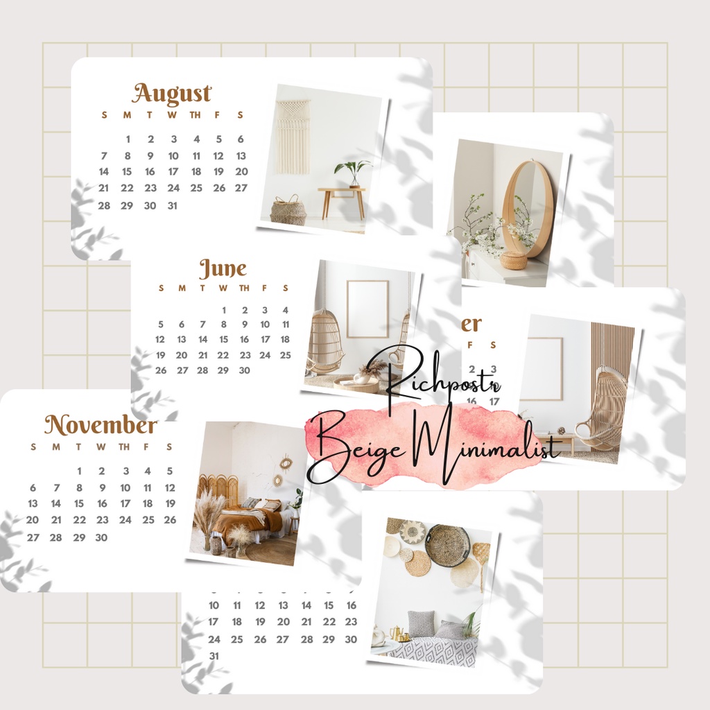 

PLANNER KALENDER AESTHETIC 2023 MINIMALIST (12halaman) - TEMA VOL.1 Lanskap earth tone boho beige estetic calendar journaling dekorasi meja kerja richpostr