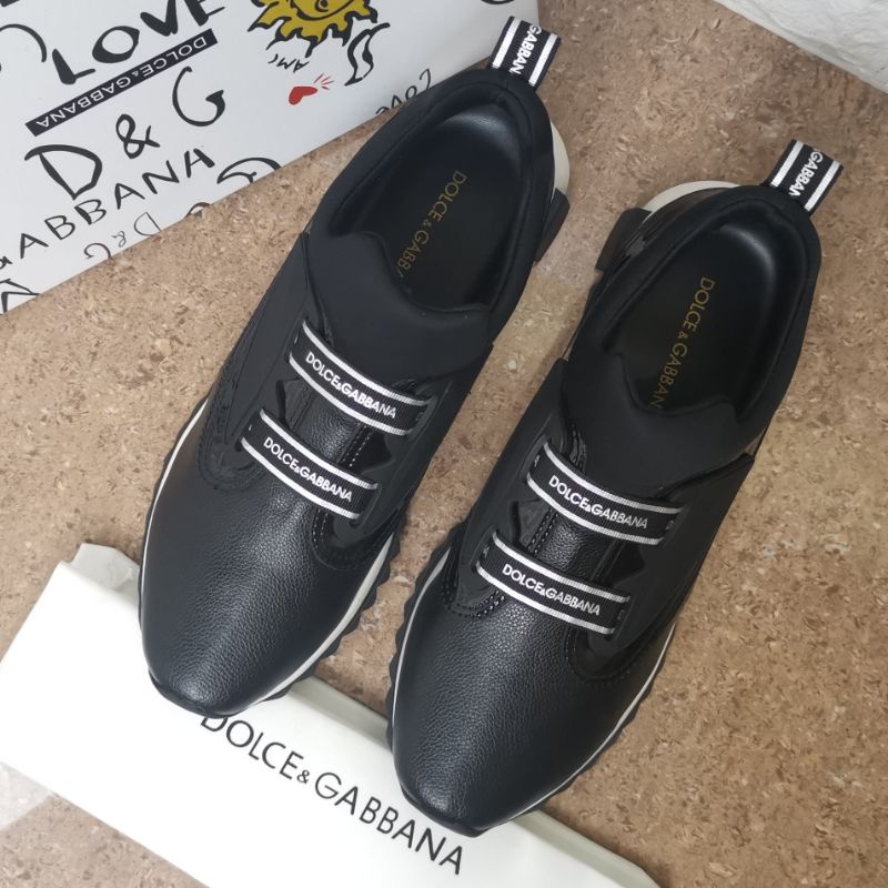 sepatu dolce gabbana sneaker pria D&amp;G mirror super premium hitam kulit asli leather shoes Black cowo