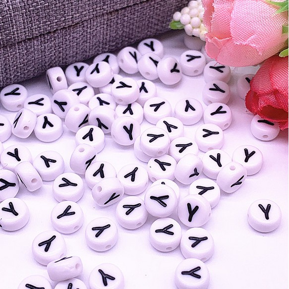 100Pcs Manik-Manik Bentuk Bulat 26 Huruf Alfabet Ukuran 4x7mm Untuk Membuat Perhiasan