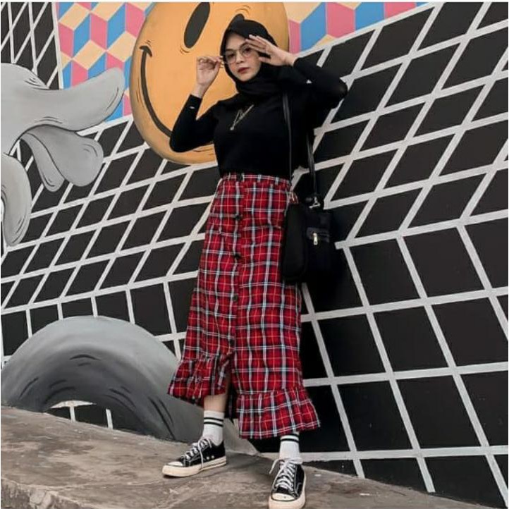 1 KG = 8 PCS || ROK TARTAN MOTIF KOTAK SQUARE ROK FASHION MURAH / ROK NAINA NINA ZIRA-1